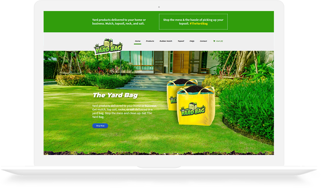 The Yard Bag Homepage Development Desktop View