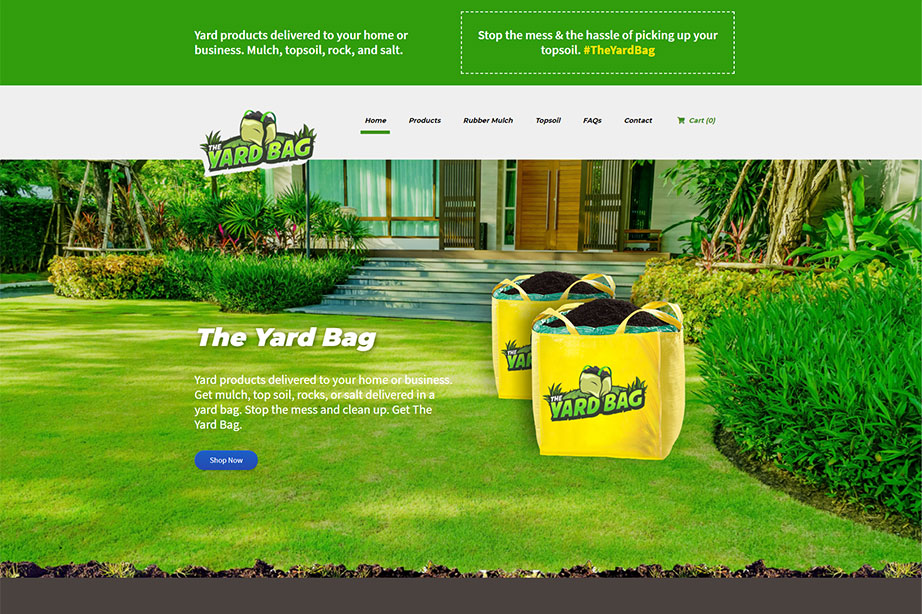 The Yard Bag Website design homepage