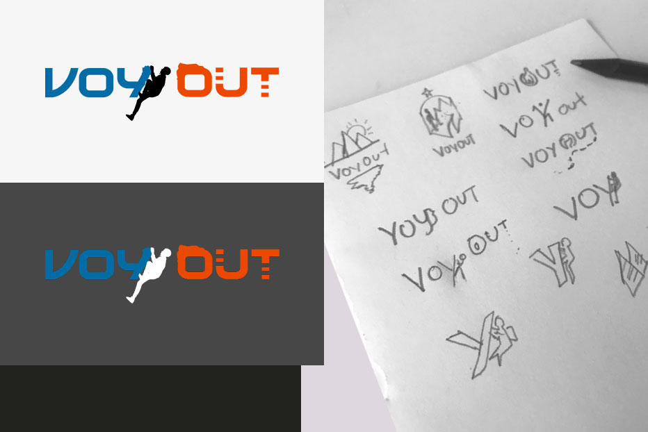 Voy Out Logo Design Sketches and Logos