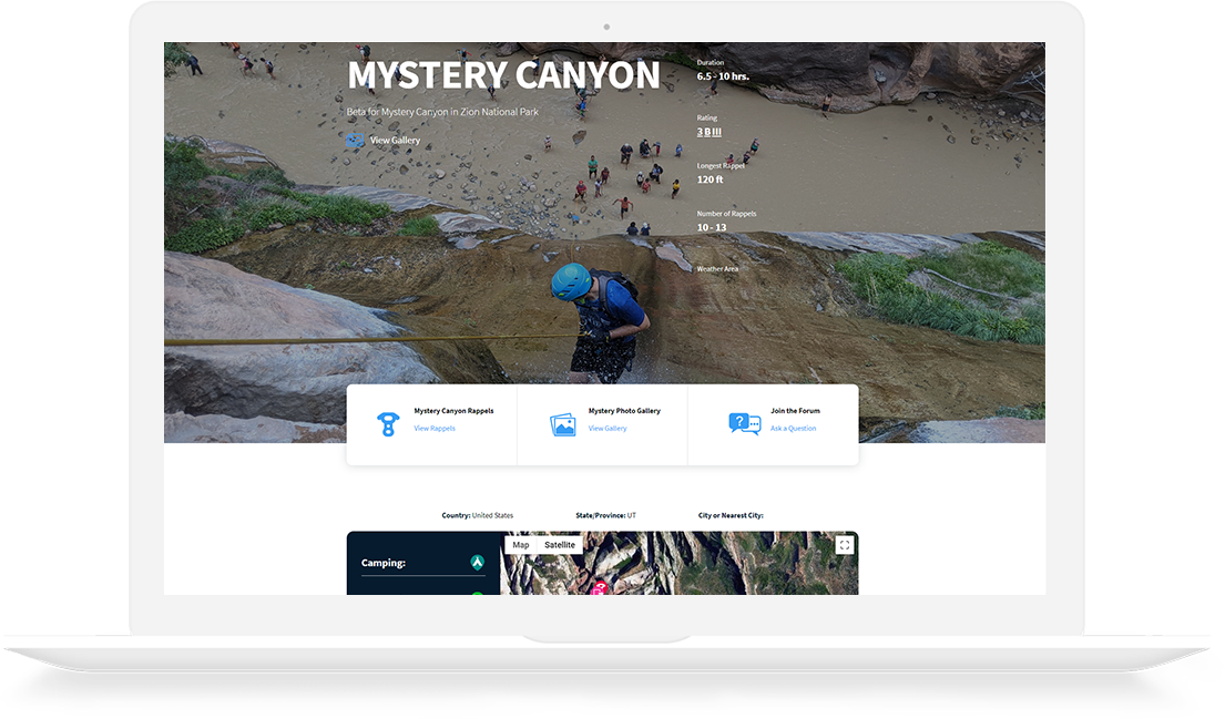 Web Development Portfolio Canyoneering Page Voy Out