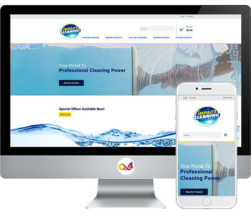 Website development portfolio project Impact Cleaning Products homepage