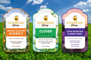 Branding design work labels Stoddard Honey