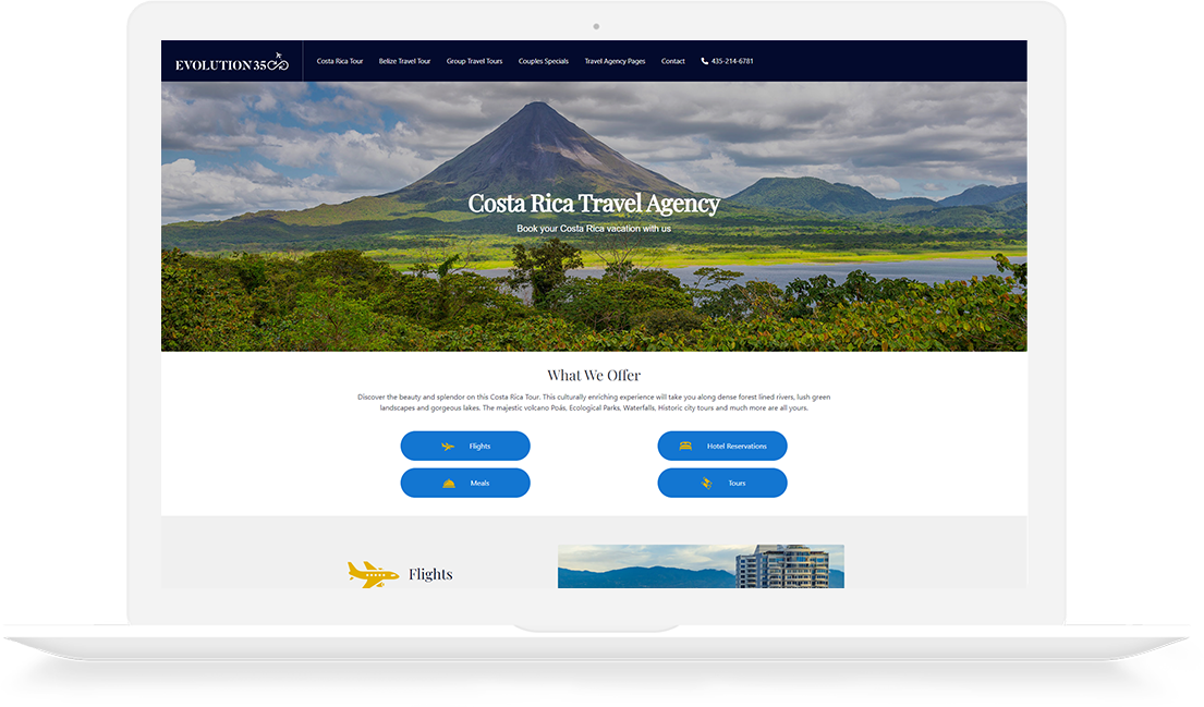 Web Design Travel Agency page