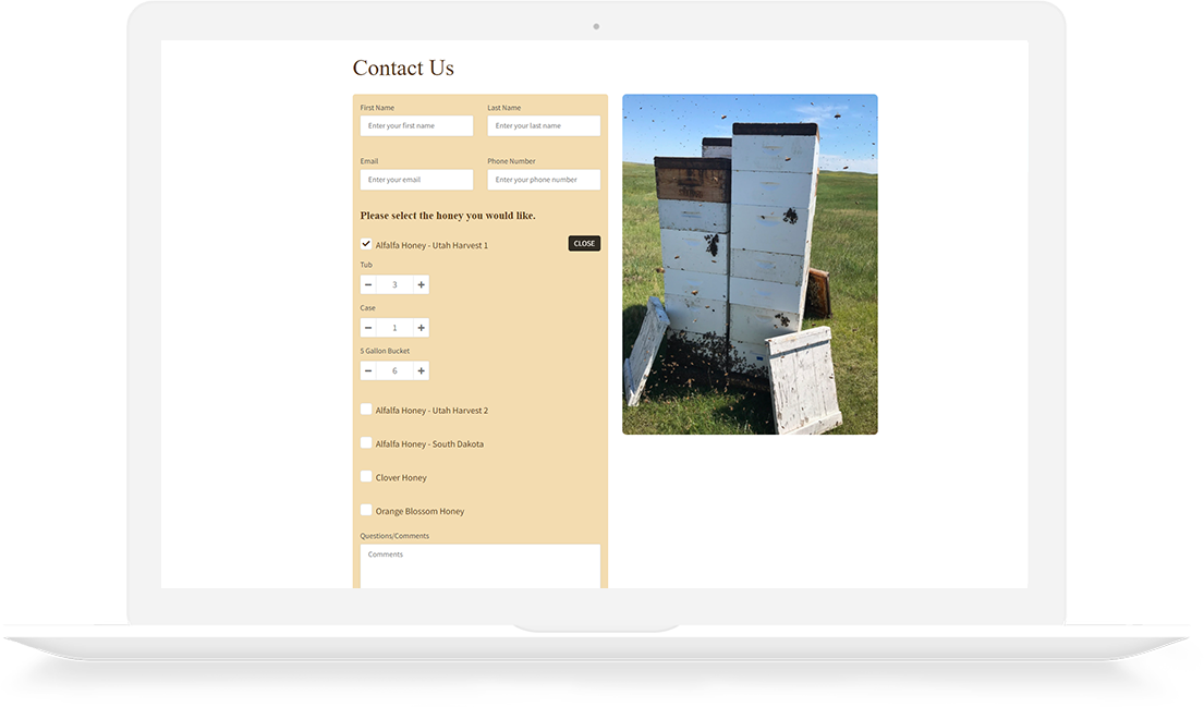 Website Development Portfolio Stoddard Honey Order Request Form