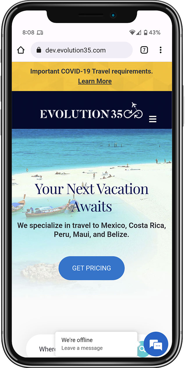 mobile homepage design Evolution 35