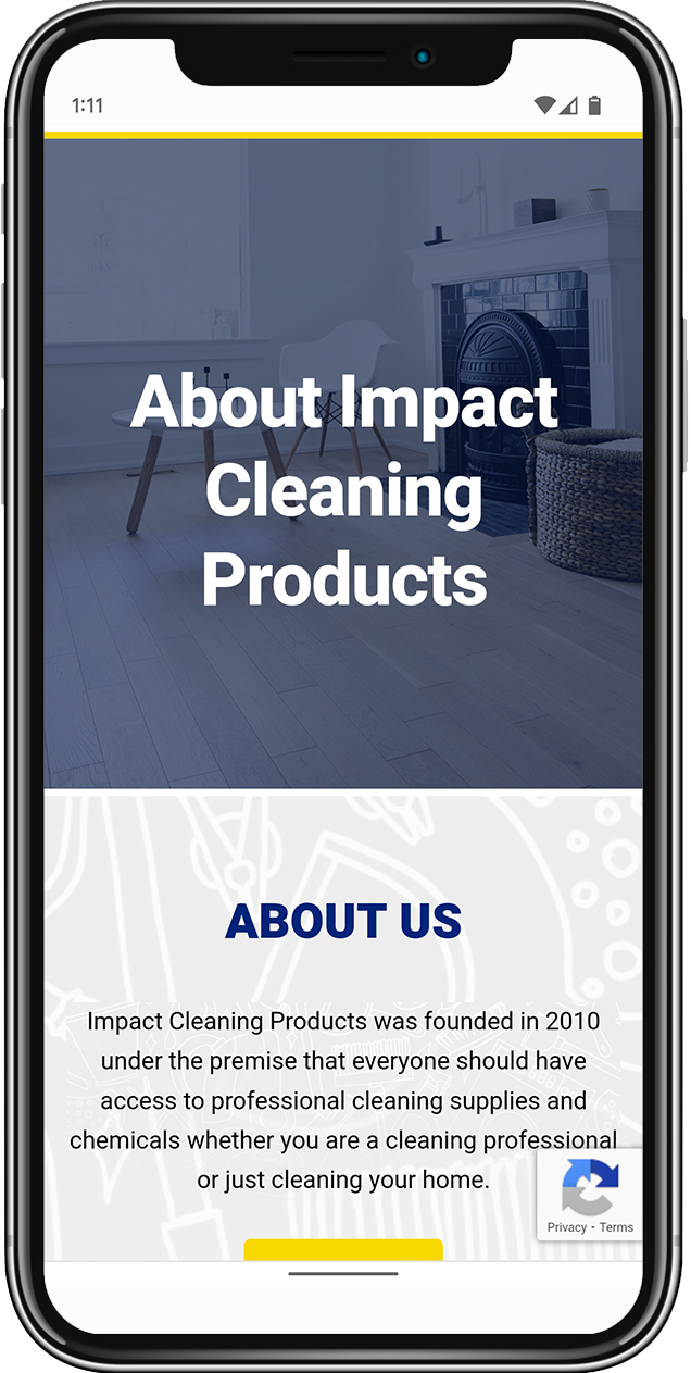 Mobile development impact cleaning products about page