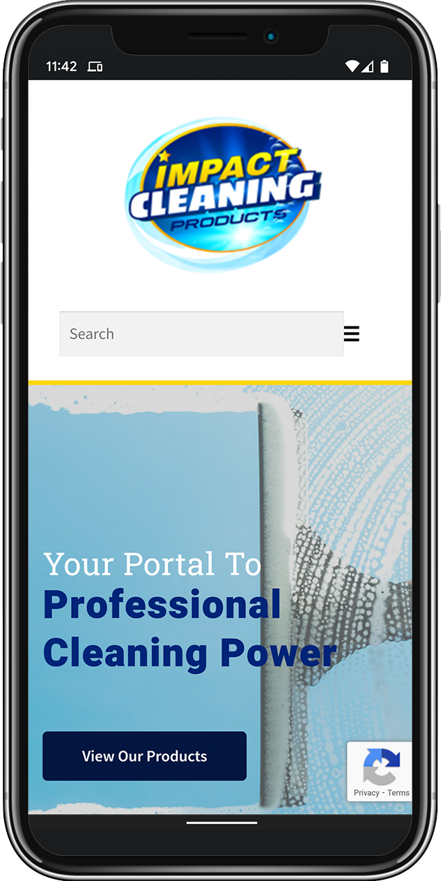 Impact Cleaning Products mobile web development homepage