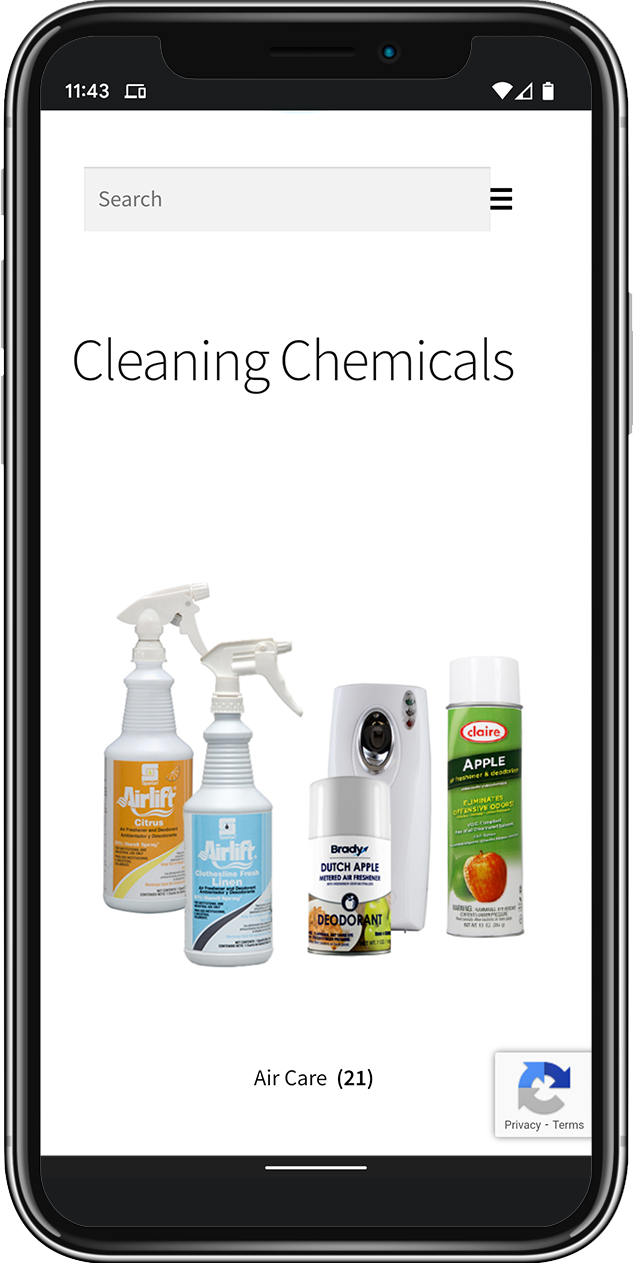 Impact Cleaning Products mobile web development shop page