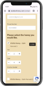 Mobile Web Design Stoddard Honey Form