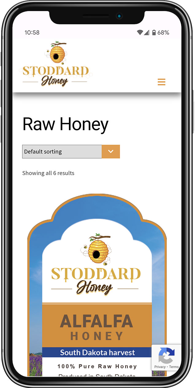 Mobile Web Design Stoddard Honey Shop page