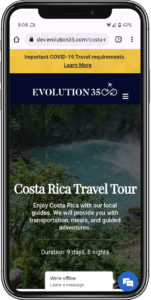 Mobile web design Tours page Evolution 35