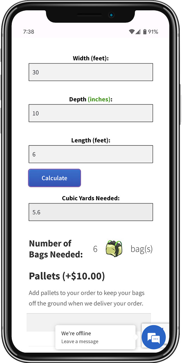 Mobile Web Development The Yard Bag Calculator