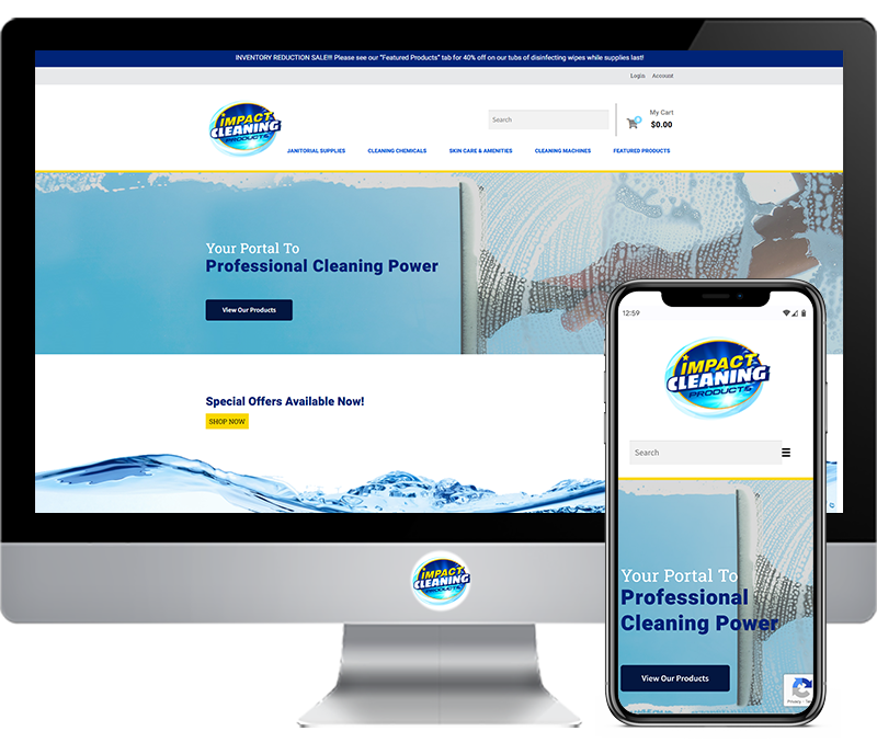 Home page web design Impact Cleaning Products