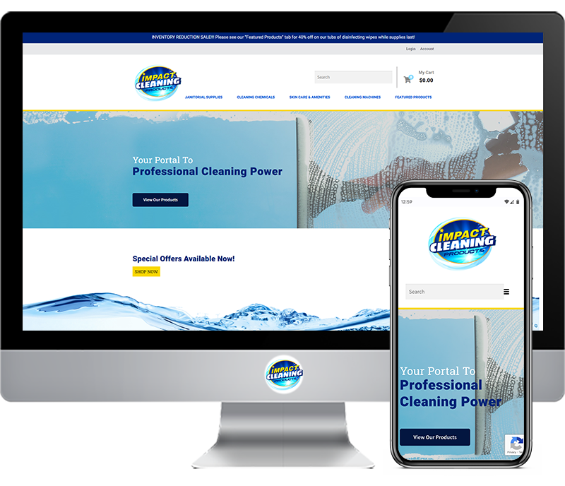 Home page web design Impact Cleaning Products