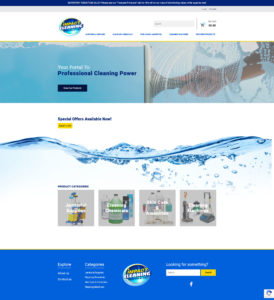 Web design for the home page for Impact Cleaning Products