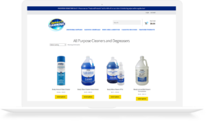 Shop page for Impact Cleaning Products web development
