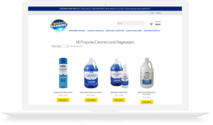 Shop page for Impact Cleaning Products web development