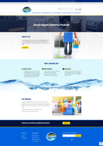 Web design impact cleaning products about page