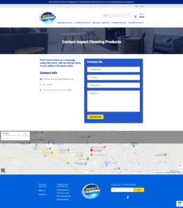 web design impact cleaning products contact page