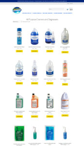 web design impact cleaning products shop page