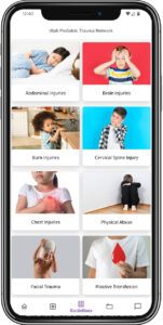 mobile phone displaying the guidelines screen of the app for Utah Pediatric Trauma Network