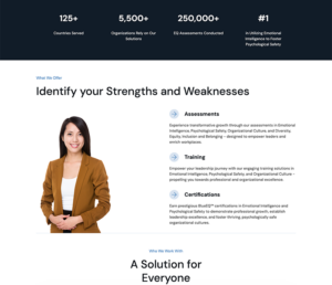 a screen capture of the Solutions page on the Blue EQ website