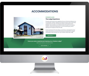 a desktop computer opened to the Lodging page of the Great Bear Lodge website