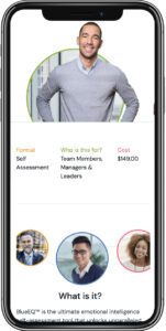 a mobile phone displaying the Self Assessments page of the Blue EQ website