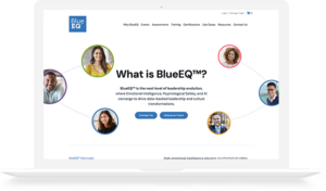 Laptop displaying the Blue EQ website homepage