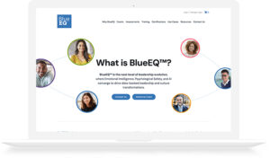 Laptop displaying the Blue EQ website homepage