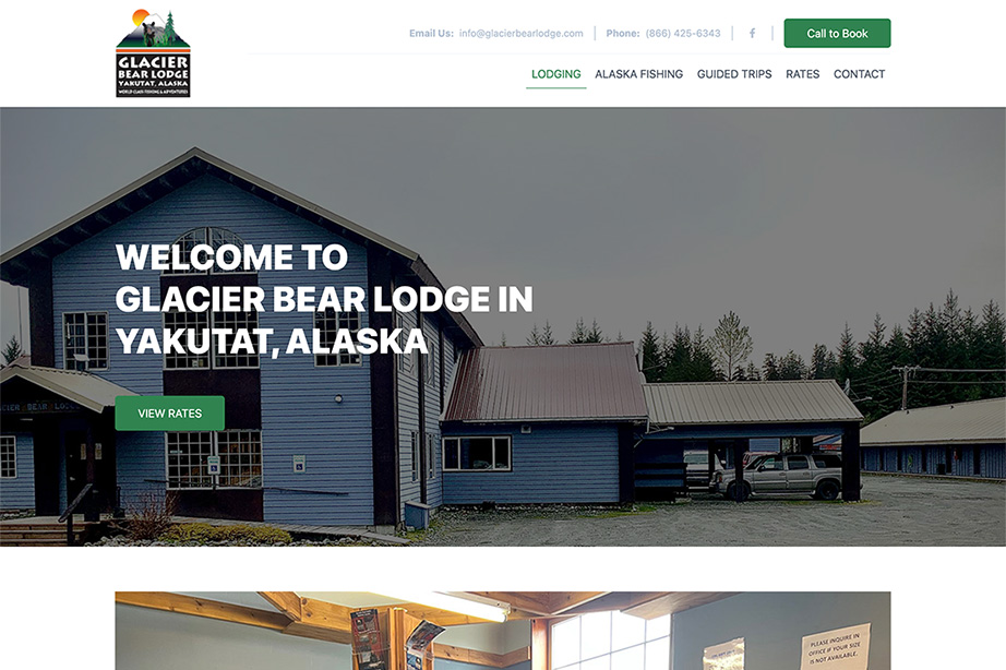 website design for the Alaska Lodging page